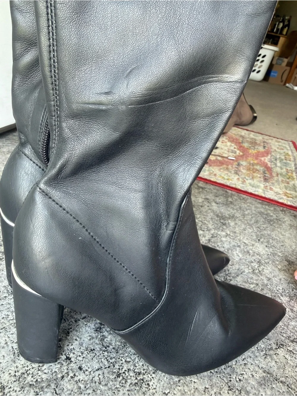 Marc Fisher Over The Knee Black Leather Boots